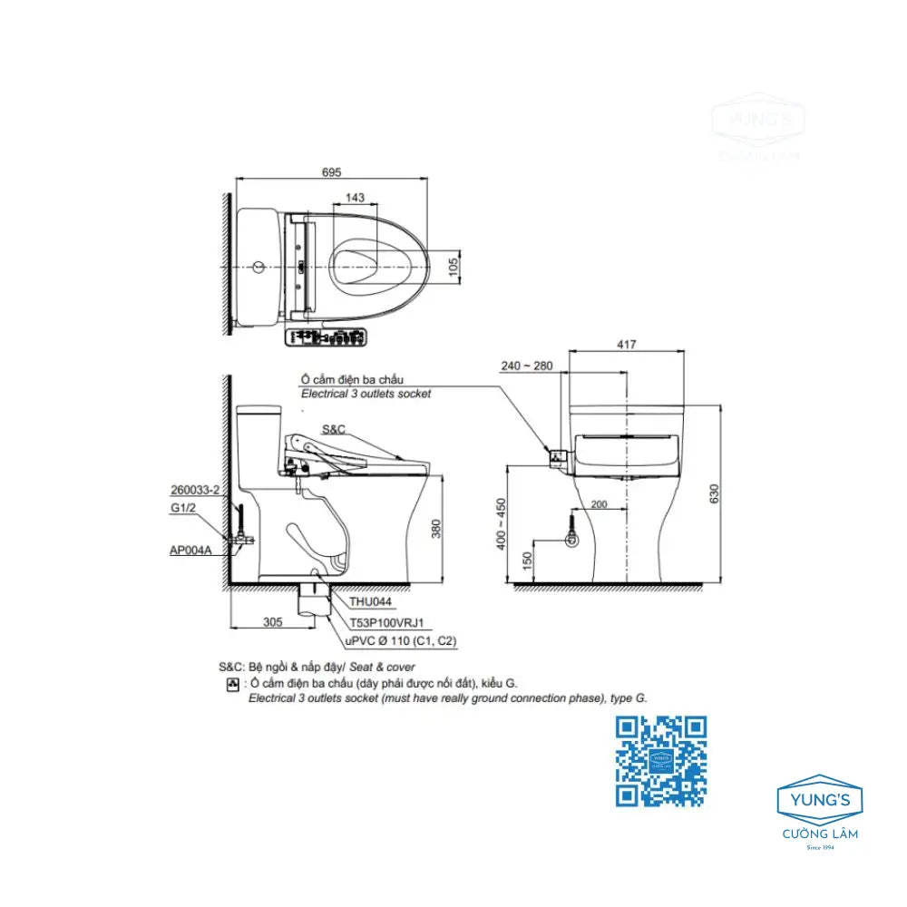 Ms855Dw16#Xw Bàn Cầu Một Khối