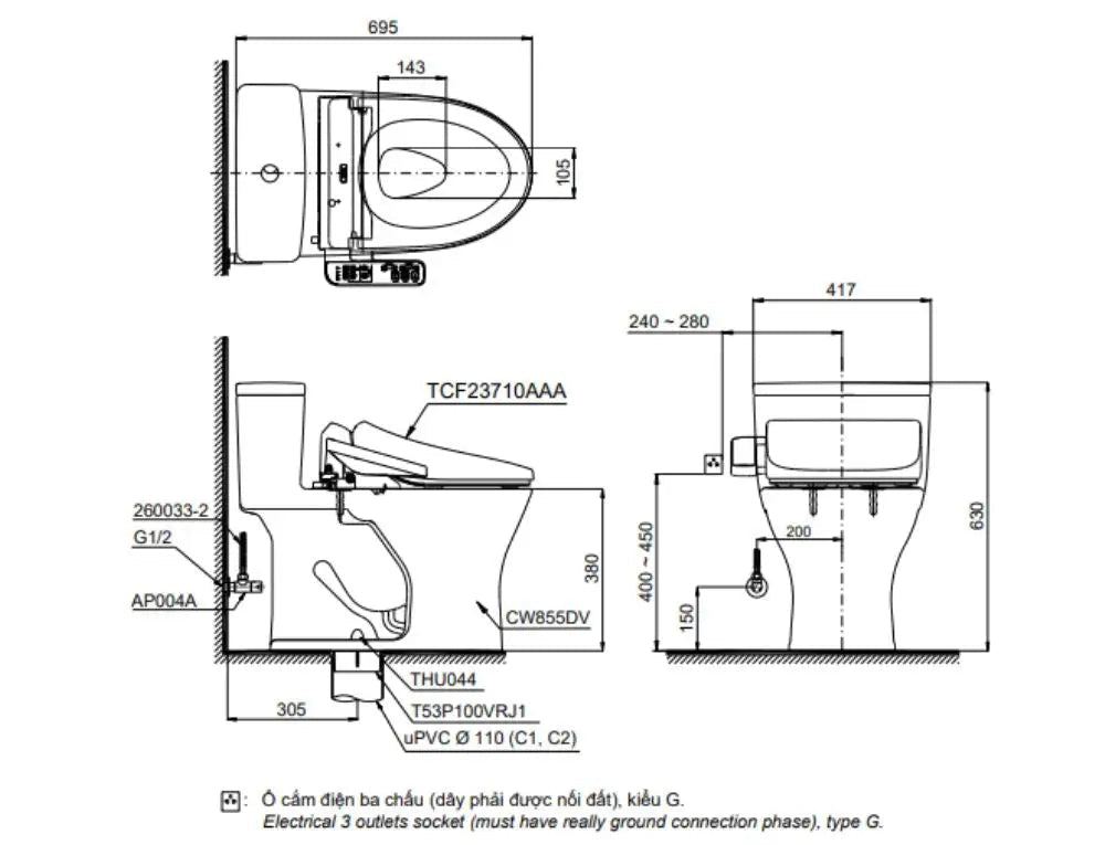 Ms855Dw18#Xw Bàn Cầu Một Khối