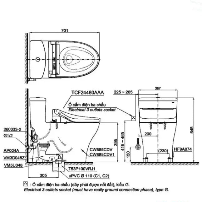 ban ve MS885CDW15#XW TOTO