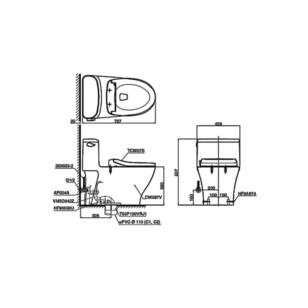 MS887RE2#XW - One-piece toilet