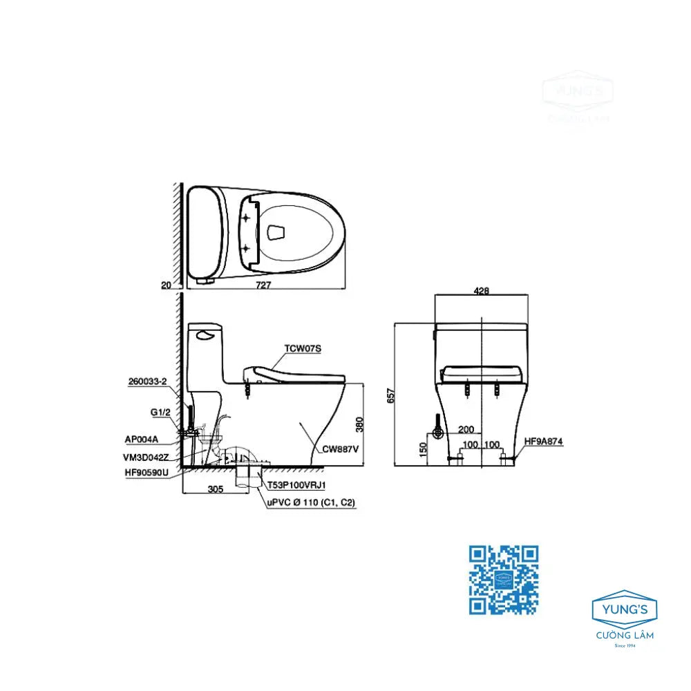 Bàn cầu một khối MS887RE2#XW | Thiết Bị Vệ Sinh TOTO