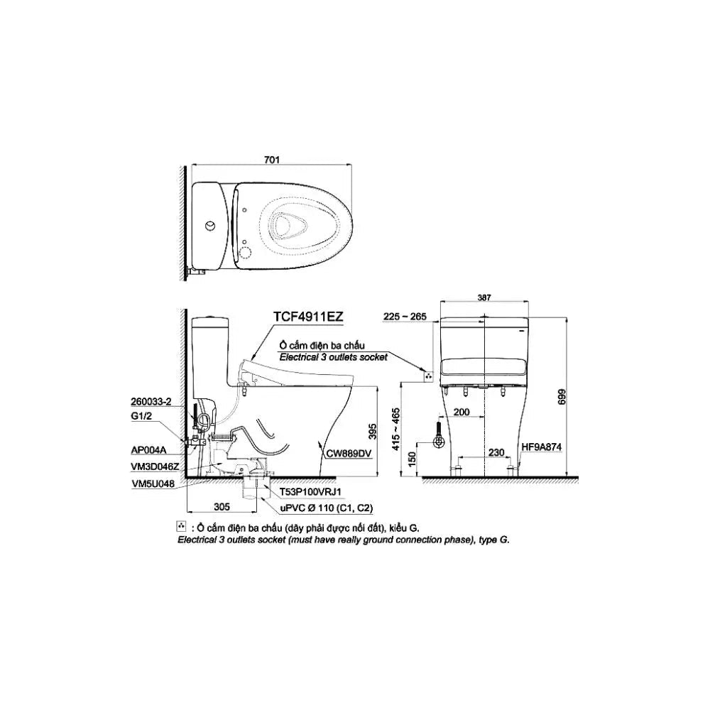 Ms889Cdrw12#Xw Bàn Cầu Một Khối