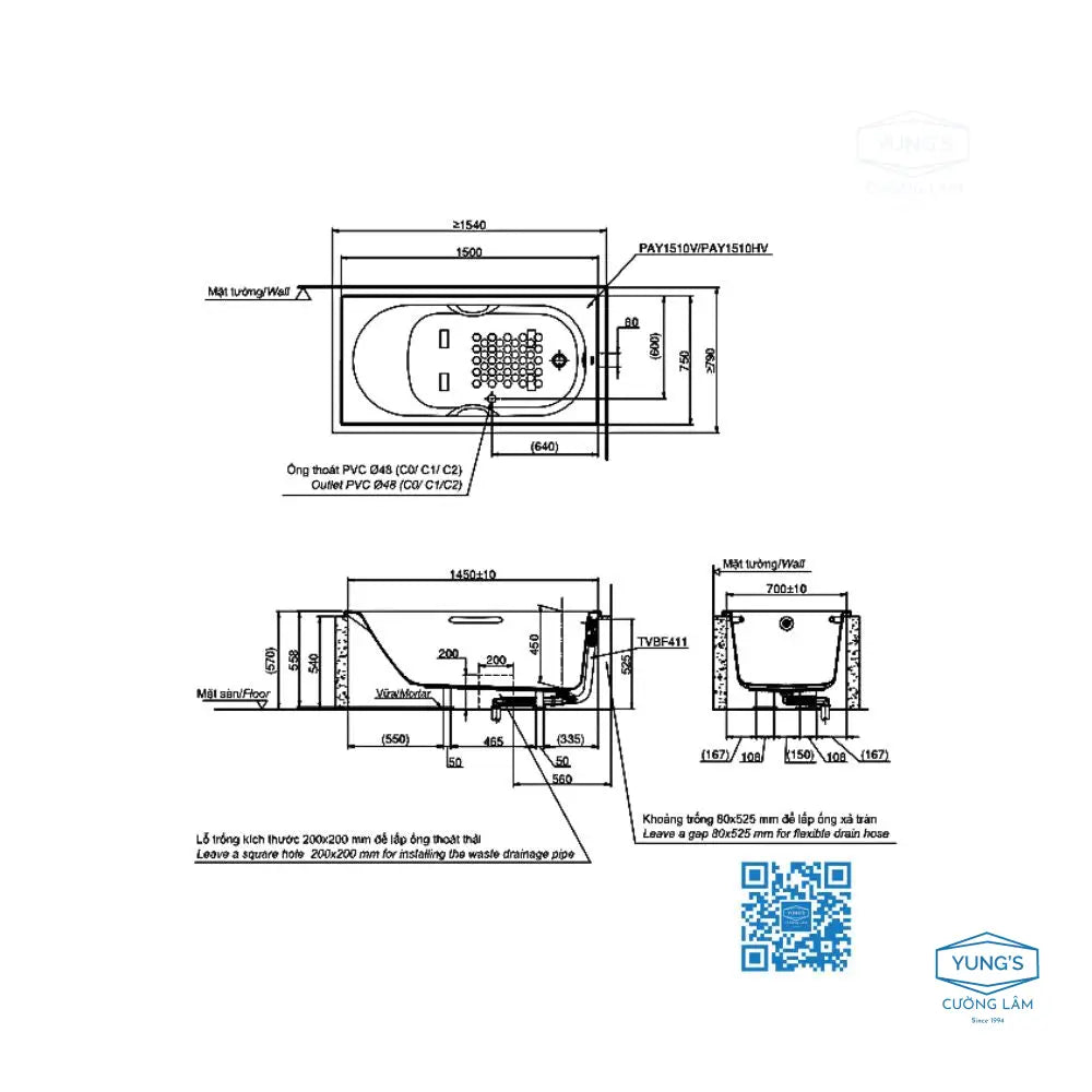 Pay1510Hv#W Tvbf411 Bồn Tắm Xây