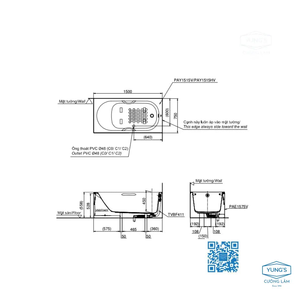 Pay1515V#W Bồn Tắm Xây