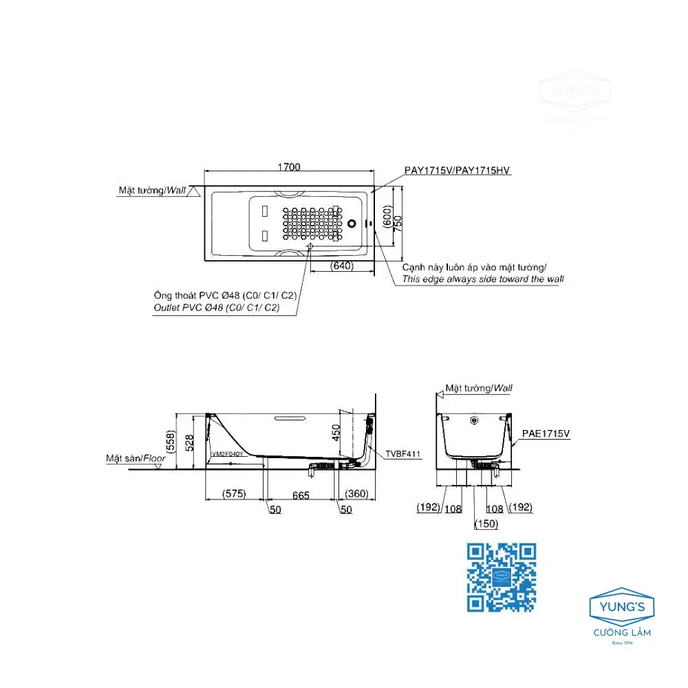 Pay1715Hvc#W Tvbf411 Bồn Tắm Xây