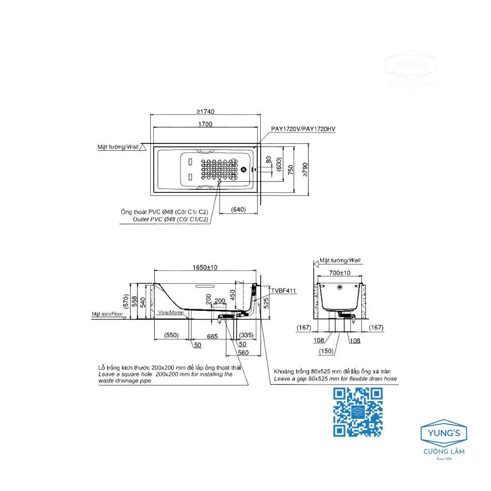 Pay1720Hv#W Bồn Tắm Xây