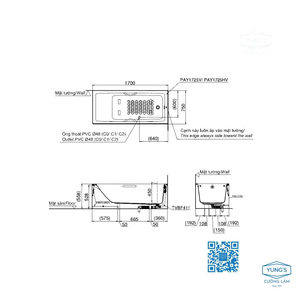 Pay1725Hv#W Bồn Tắm Xây