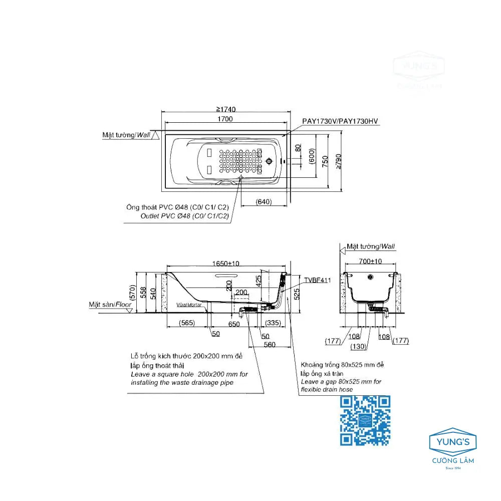 Pay1730Hv#W Tvbf411 Bồn Tắm Xây