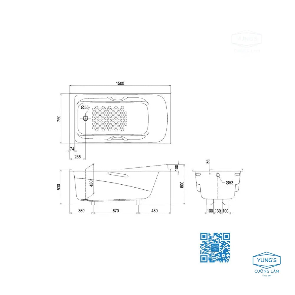 Bồn tắm ngọc trai PPY1560PE#P DB501R-2B | Thiết Bị Vệ Sinh TOTO