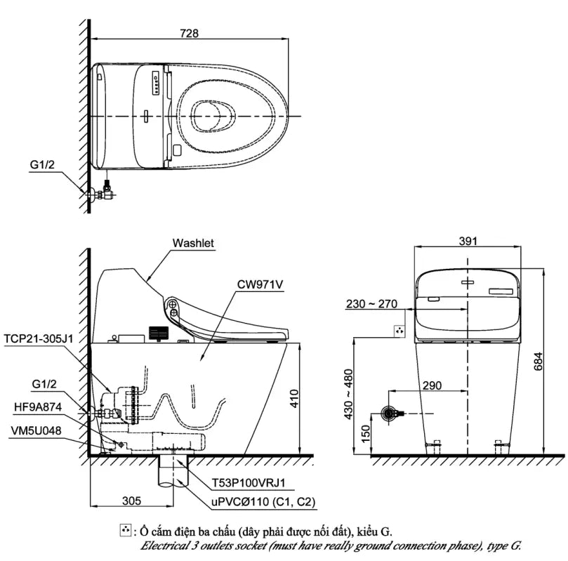 Bồn Cầu Thông Minh TOTO C971/TCF9433A GG