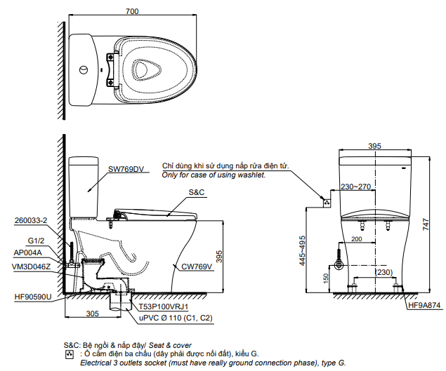 Bồn Cầu Điện Tử TOTO CS986GW11 Nắp Rửa Washlet