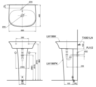 LW196K LW196FK TX801LN - Lavabo treo tường