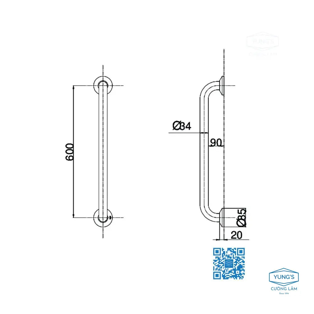 Thanh tay vịn T113B6 T110D3R(x2) | Thiết Bị Vệ Sinh TOTO