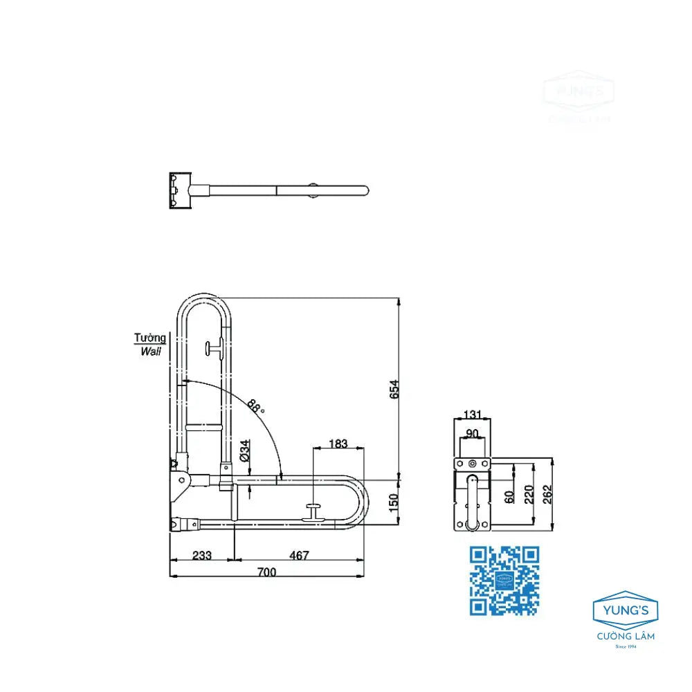 Thanh tay vịn T114HK7R#MLA T110D17S | Thiết Bị Vệ Sinh TOTO