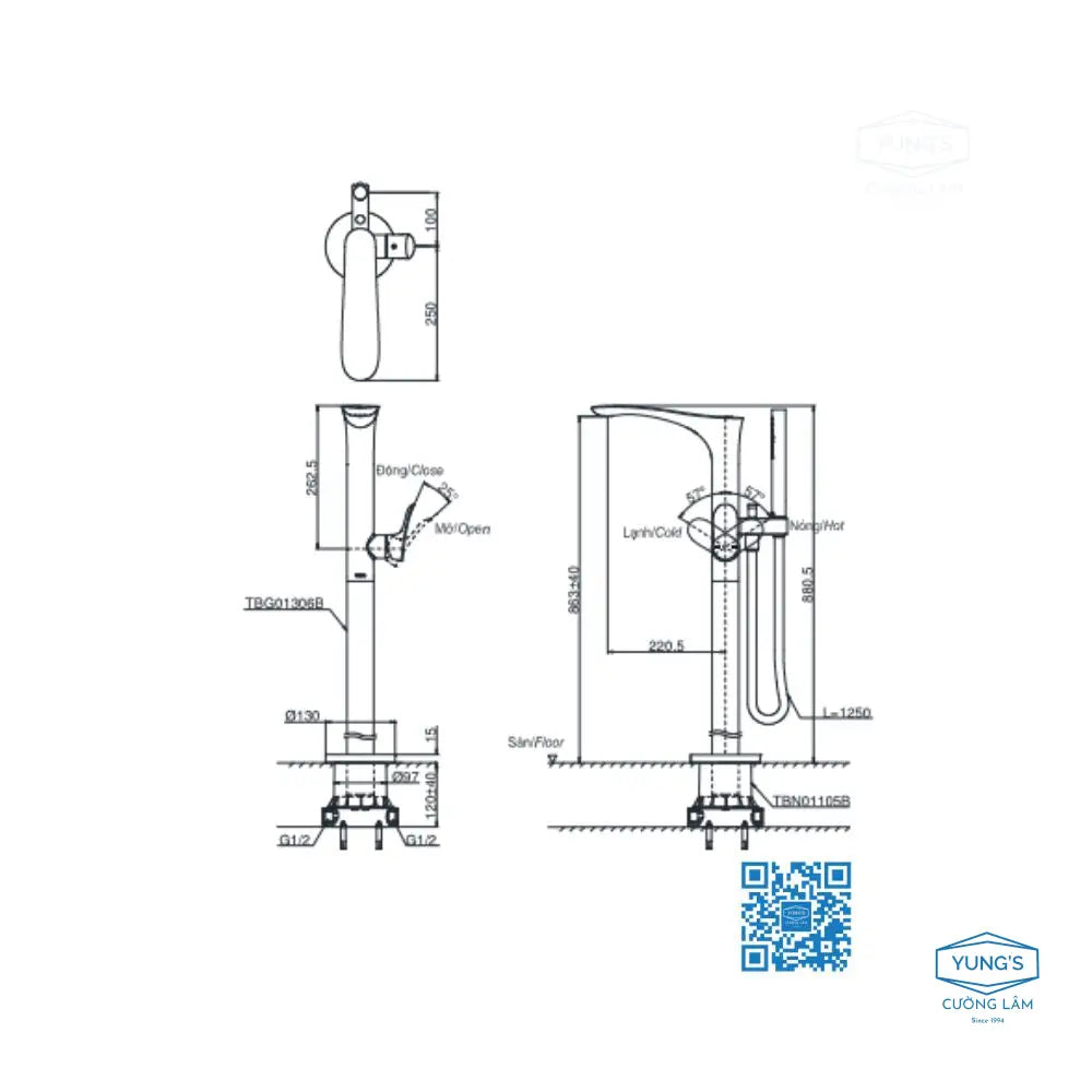 Vòi xả bồn tắm TBG01306BA TBN01105B | Thiết Bị Vệ Sinh TOTO