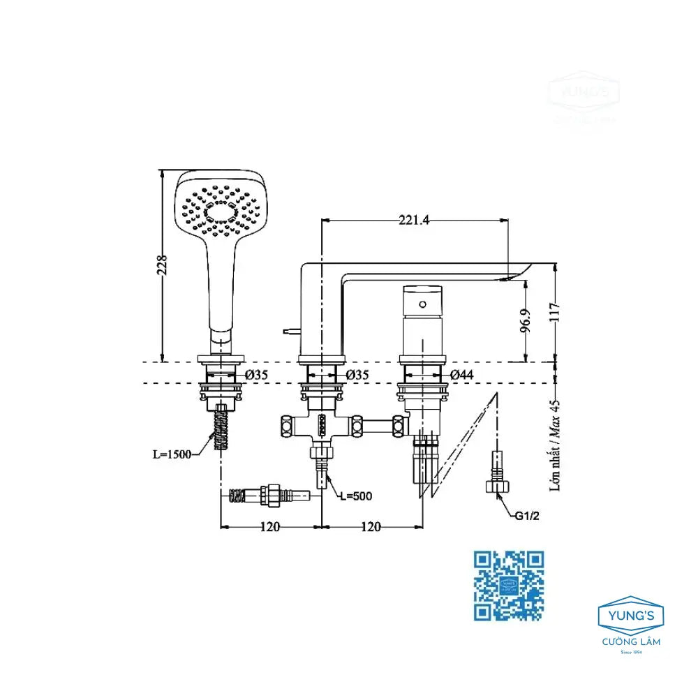 Vòi xả bồn tắm nóng lạnh TBG02305BB | Thiết Bị Vệ Sinh TOTO