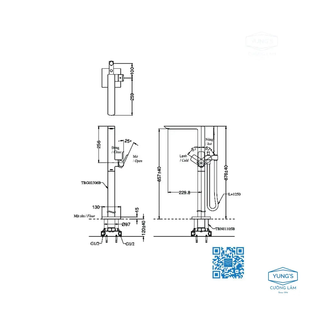 Vòi xả bồn tắm nóng lạnh TBG02306BA TBN01105B | Thiết Bị Vệ Sinh TOTO