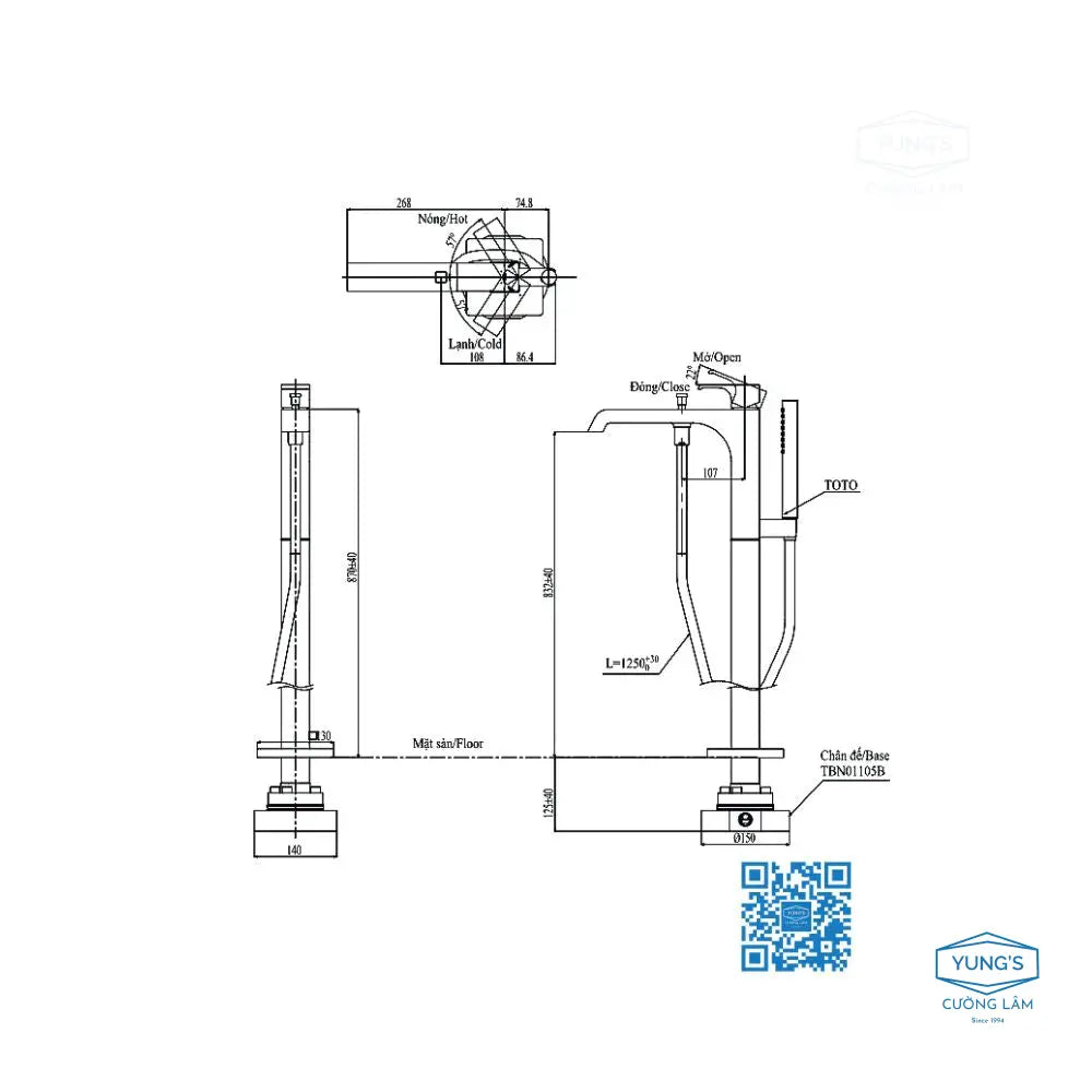 Vòi nước bồn tắm TBG08306A TBN01105B | Thiết Bị Vệ Sinh TOTO