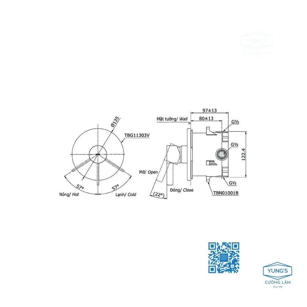 Van gật gù điều chỉnh nóng lạnh GF TBG11303V TBN01001B | Thiết Bị Vệ S…