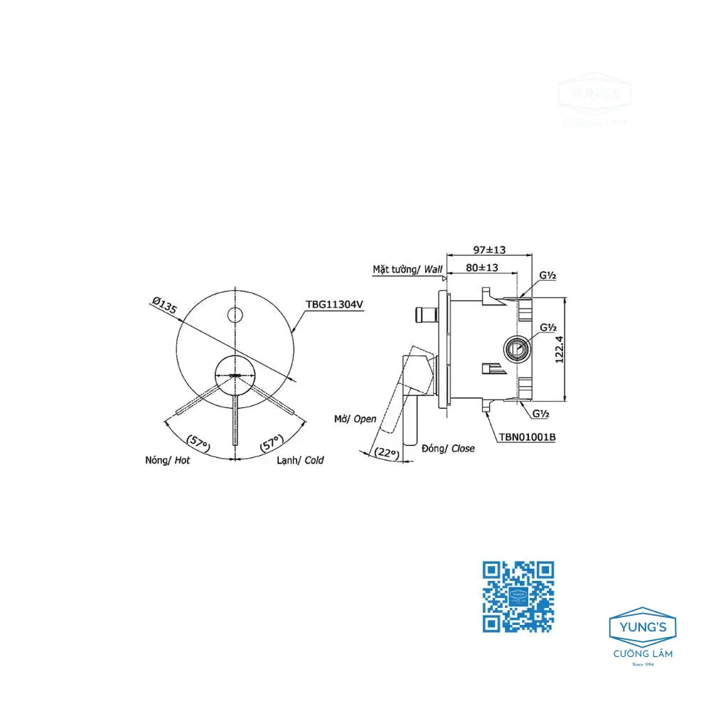 Van gật gù điều chỉnh GF TBG11304VA TBN01001B | Thiết Bị Vệ Sinh TOTO