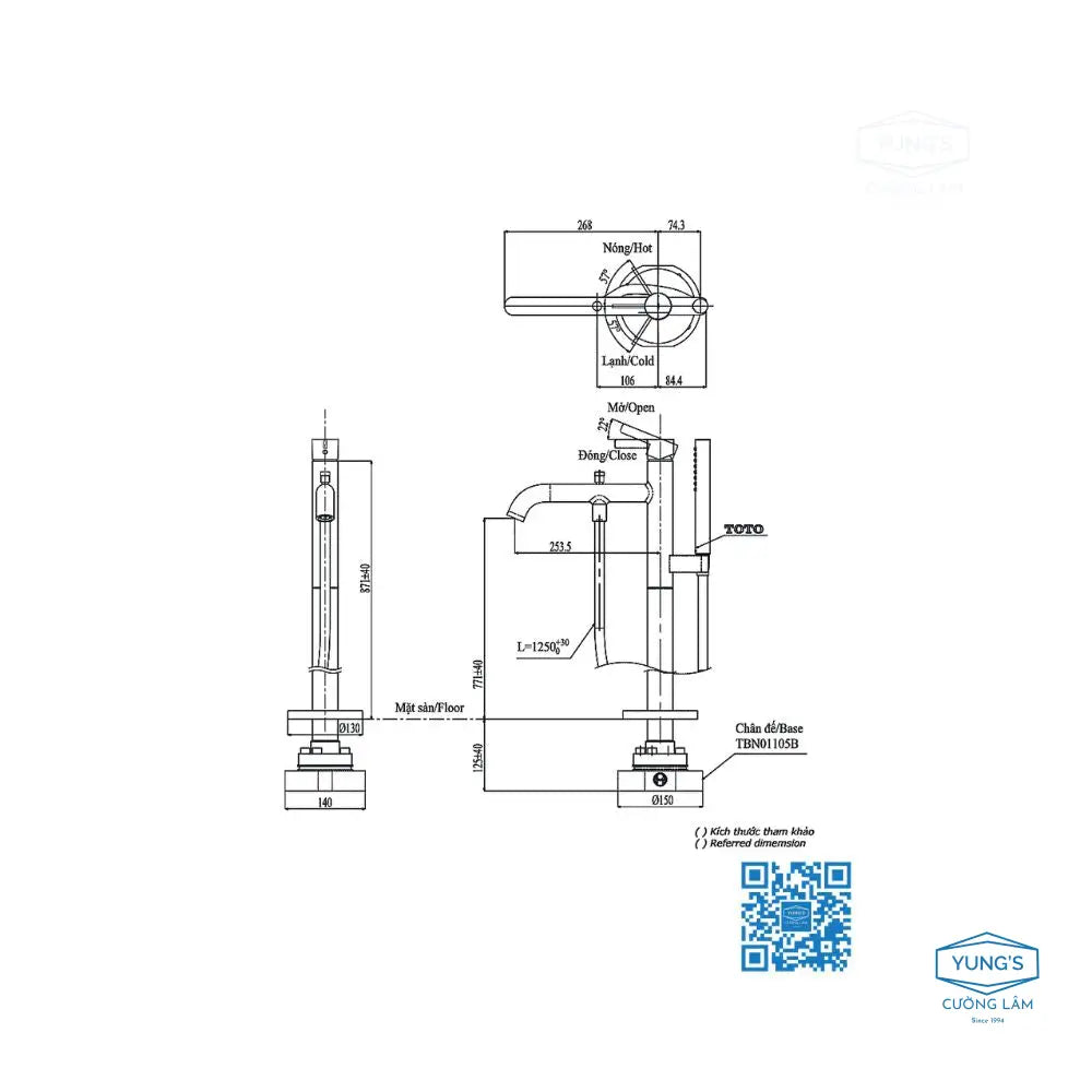 Vòi xả bồn tắm nóng lạnh TBG11306A TBN01105B | Thiết Bị Vệ Sinh TOTO