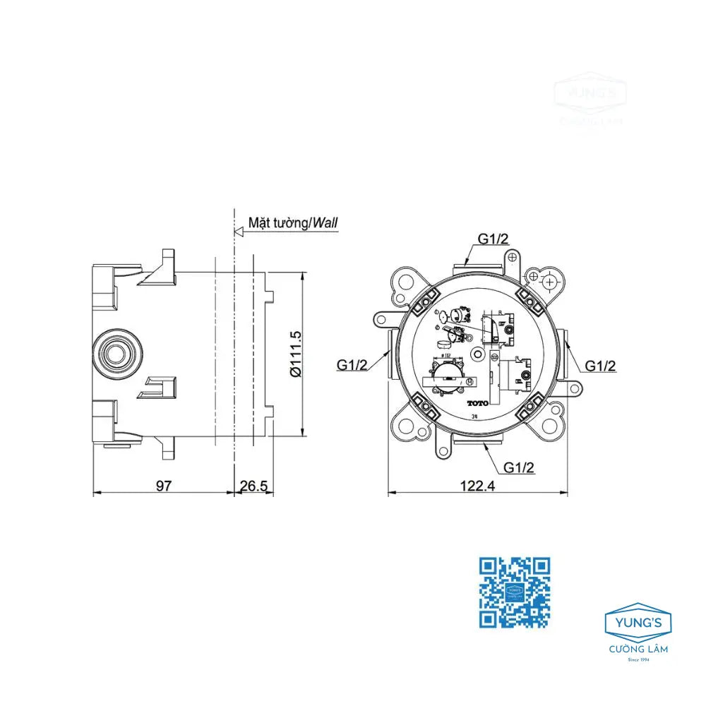 Phụ kiện âm tường TBN01001B | Thiết Bị Vệ Sinh TOTO