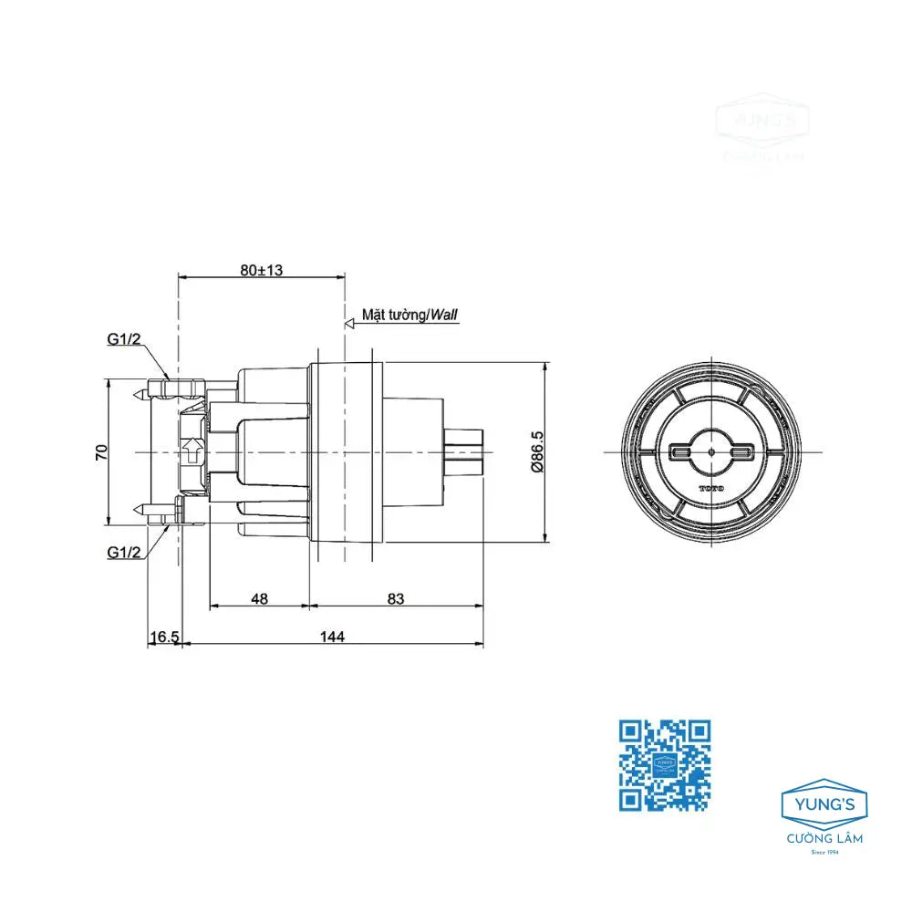 Phụ kiện âm tường TBN01102B | Thiết Bị Vệ Sinh TOTO