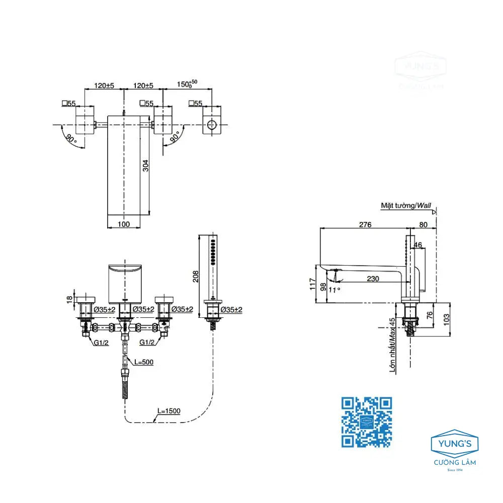 Vòi xả bồn tắm TBP02202A | Thiết Bị Vệ Sinh TOTO