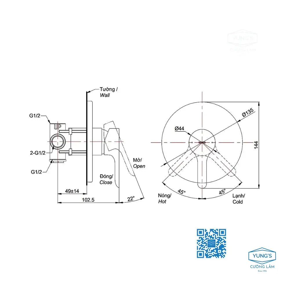 Van gật gù điều chỉnh nóng lạnh LB TBS01303B | Thiết Bị Vệ Sinh TOTO