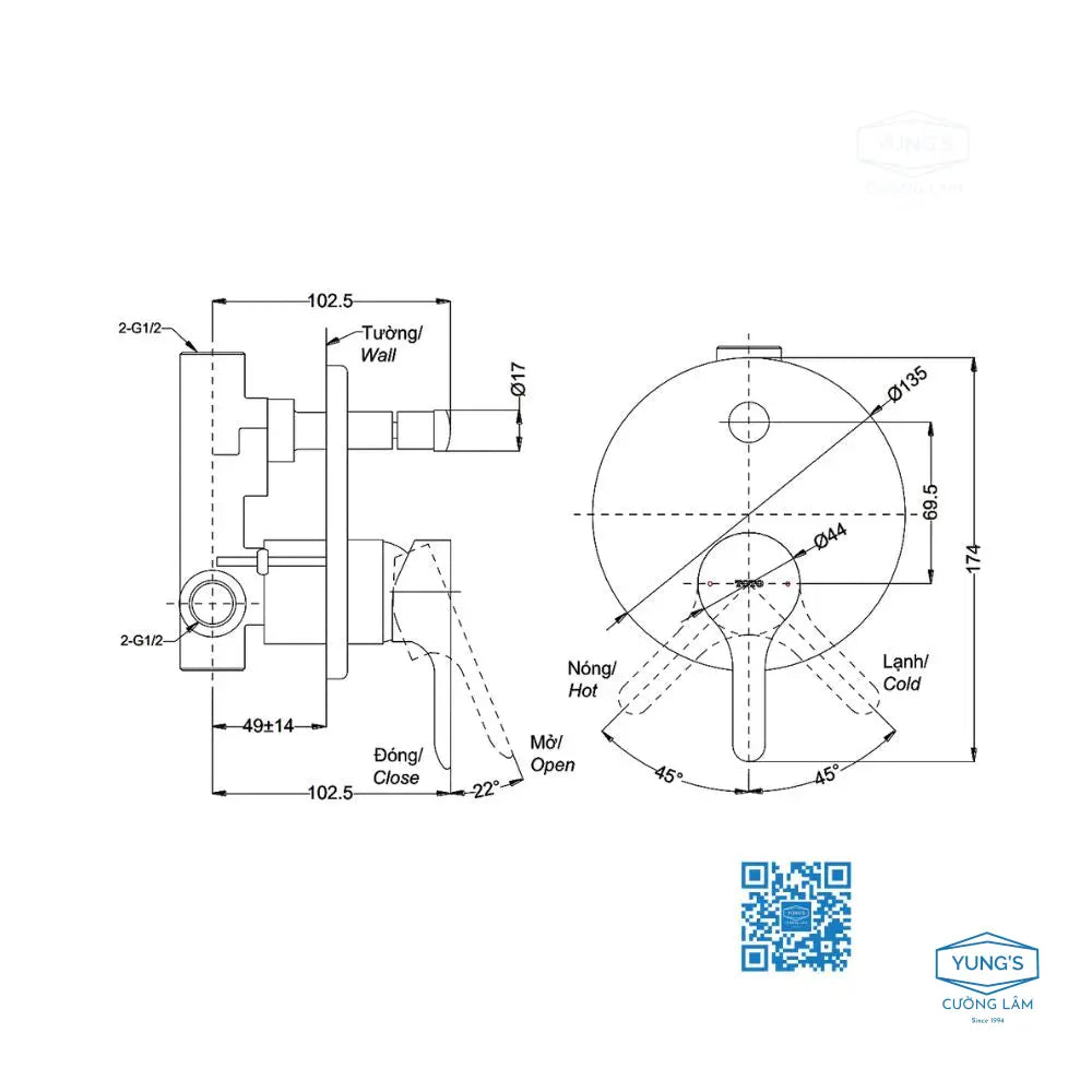 Van gật gù điều chỉnh nóng lạnh LB TBS01304B | Thiết Bị Vệ Sinh TOTO