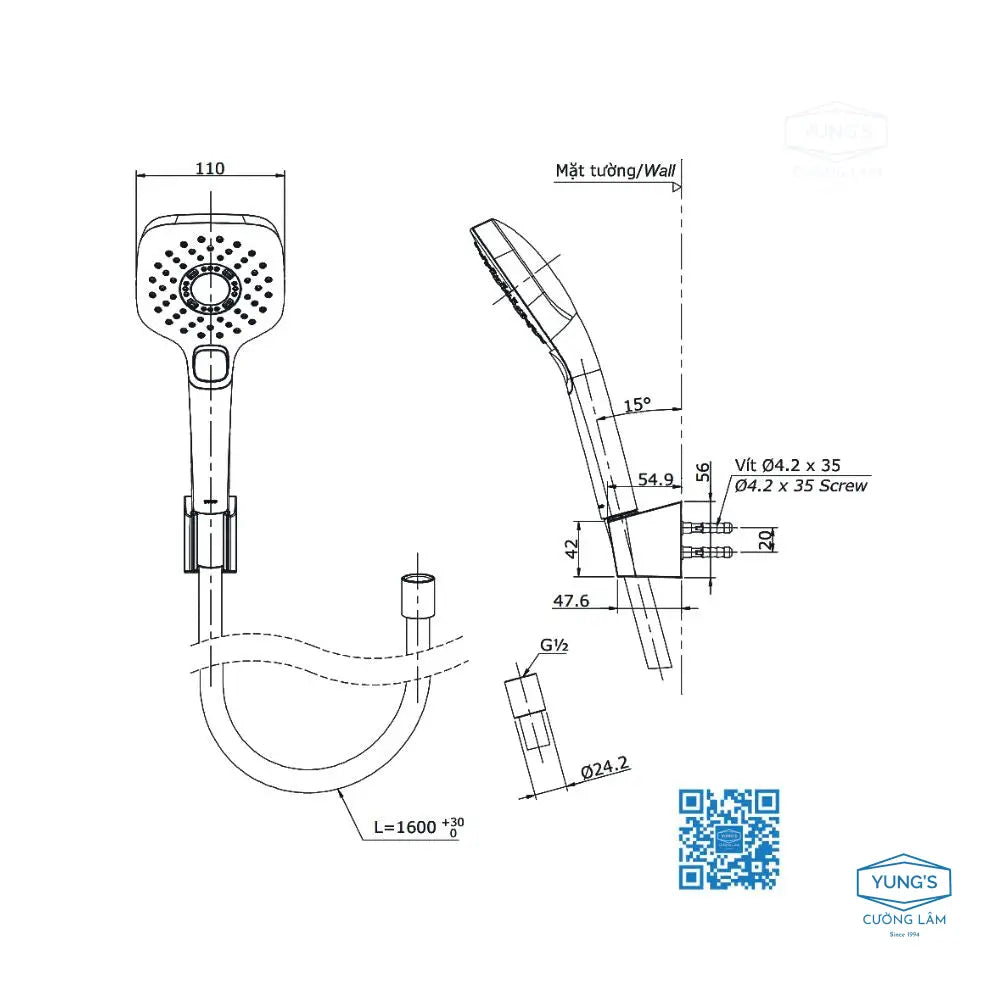 Bộ sen tắm nóng lạnh LN TBS02302V TBW02006A | Thiết Bị Vệ Sinh TOTO