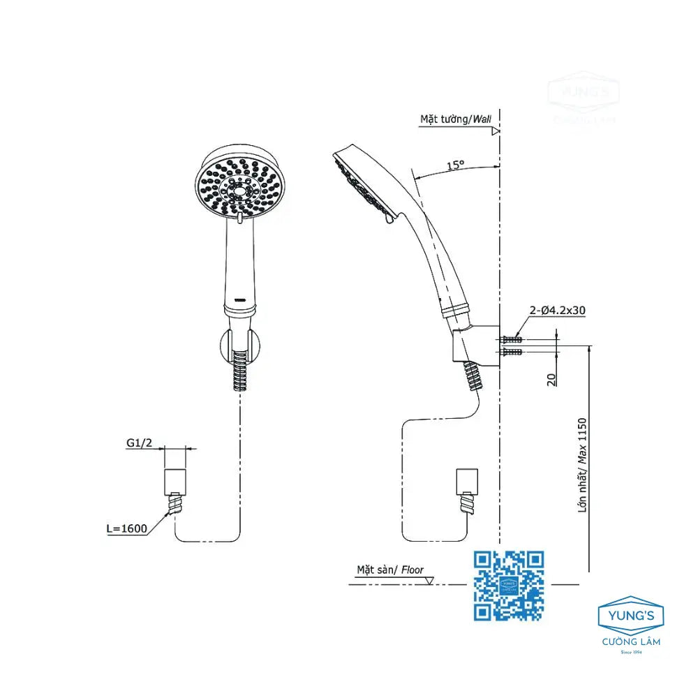 Bộ sen tắm nóng lạnh LN TBS02302V TBW03002B | Thiết Bị Vệ Sinh TOTO