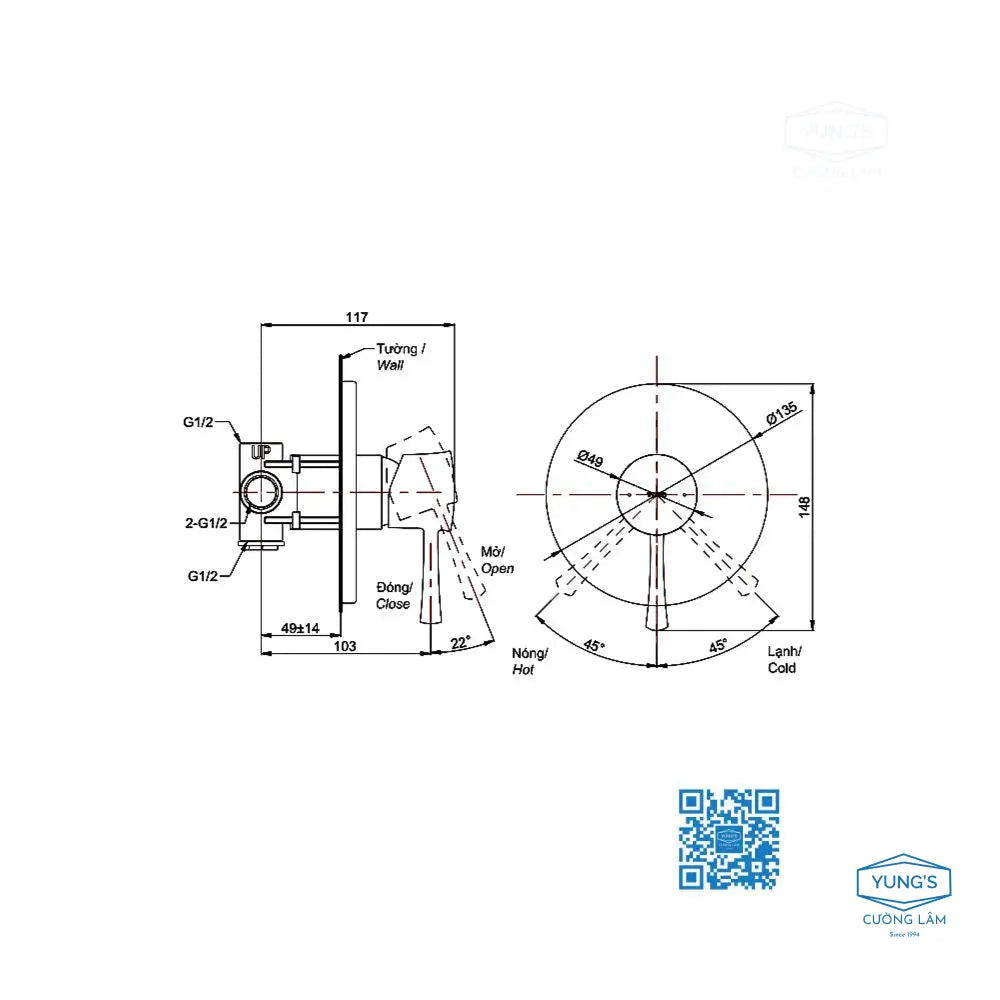 Van gật gù điều chỉnh nóng lạnh LN TBS02303B | Thiết Bị Vệ Sinh TOTO