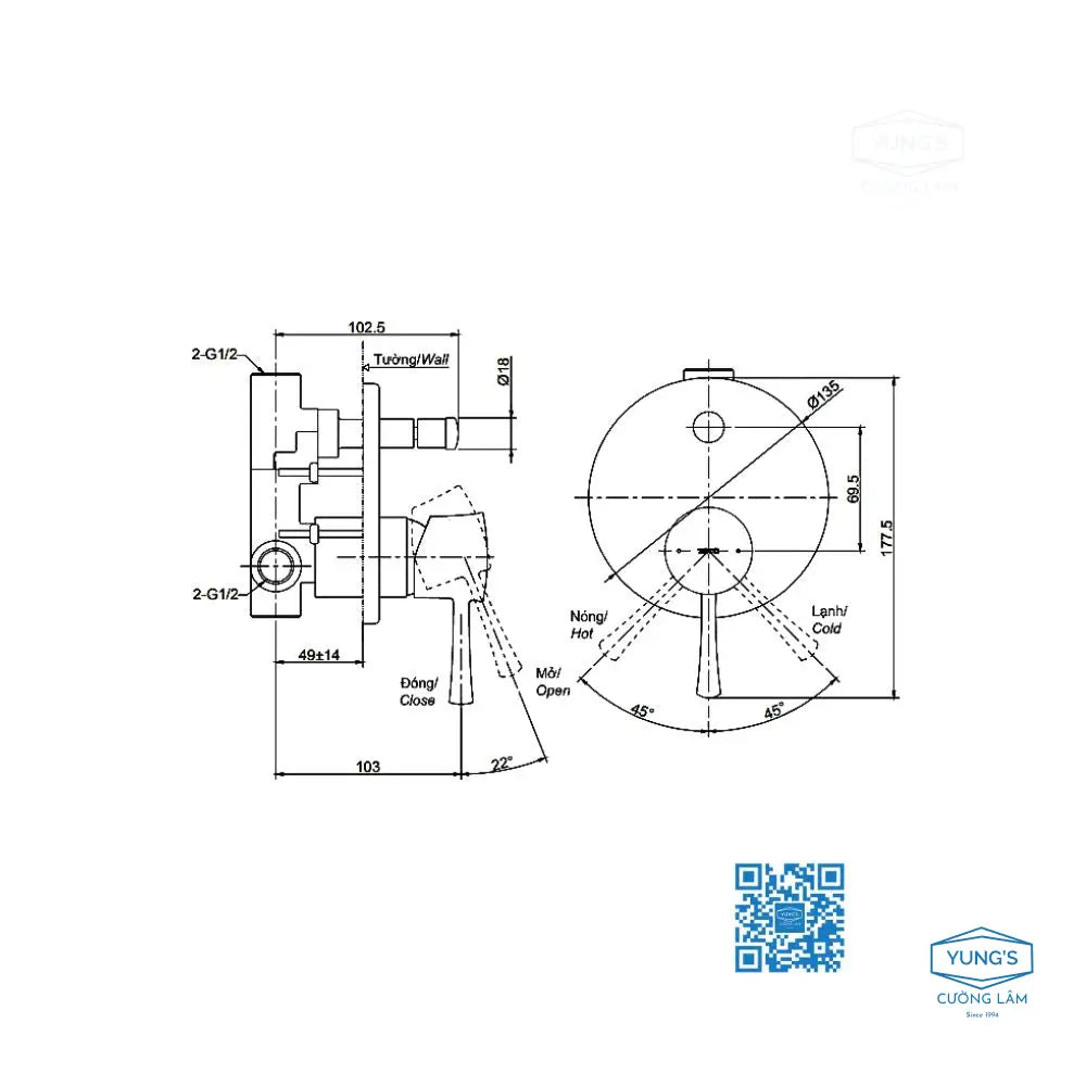 Van gật gù điều chỉnh nóng lạnh LN TBS02304B | Thiết Bị Vệ Sinh TOTO