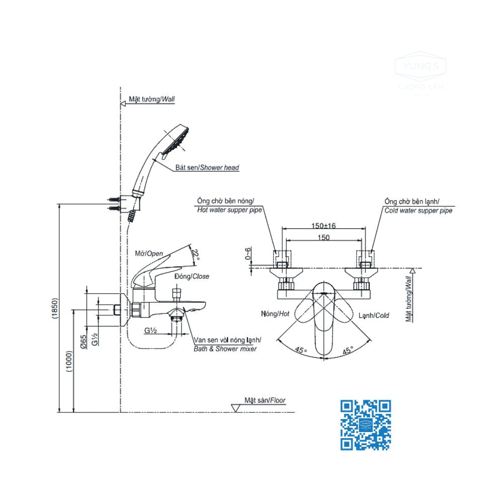 TBS03302V TBW07012A - Sen tắm gắn tường