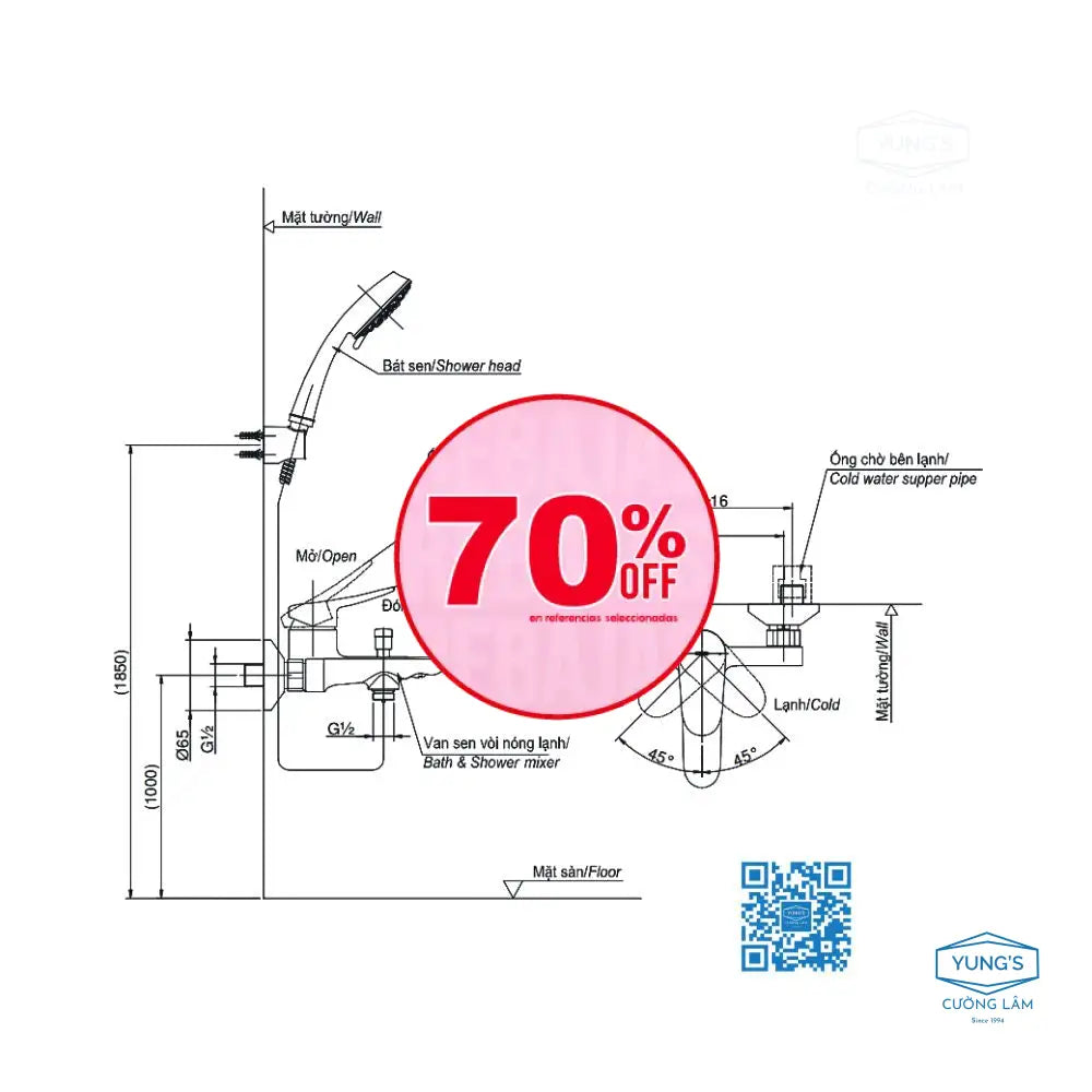 Bộ sen tắm nóng lạnh LF TBS04302V TBW07012A | Thiết Bị Vệ Sinh TOTO