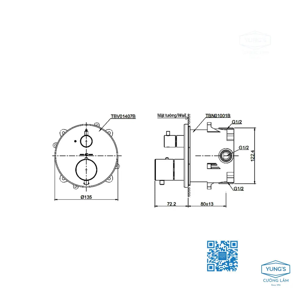 Van điều chỉnh nhiệt độ TBV01407B TBN01001B | Thiết Bị Vệ Sinh TOTO