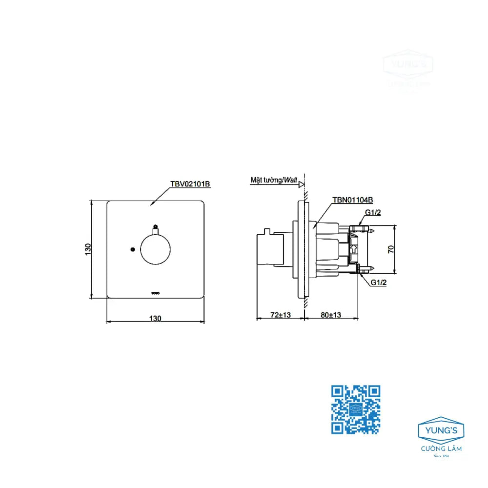 Van điều chỉnh âm tường TBV02101B TBN01104B | Thiết Bị Vệ Sinh TOTO