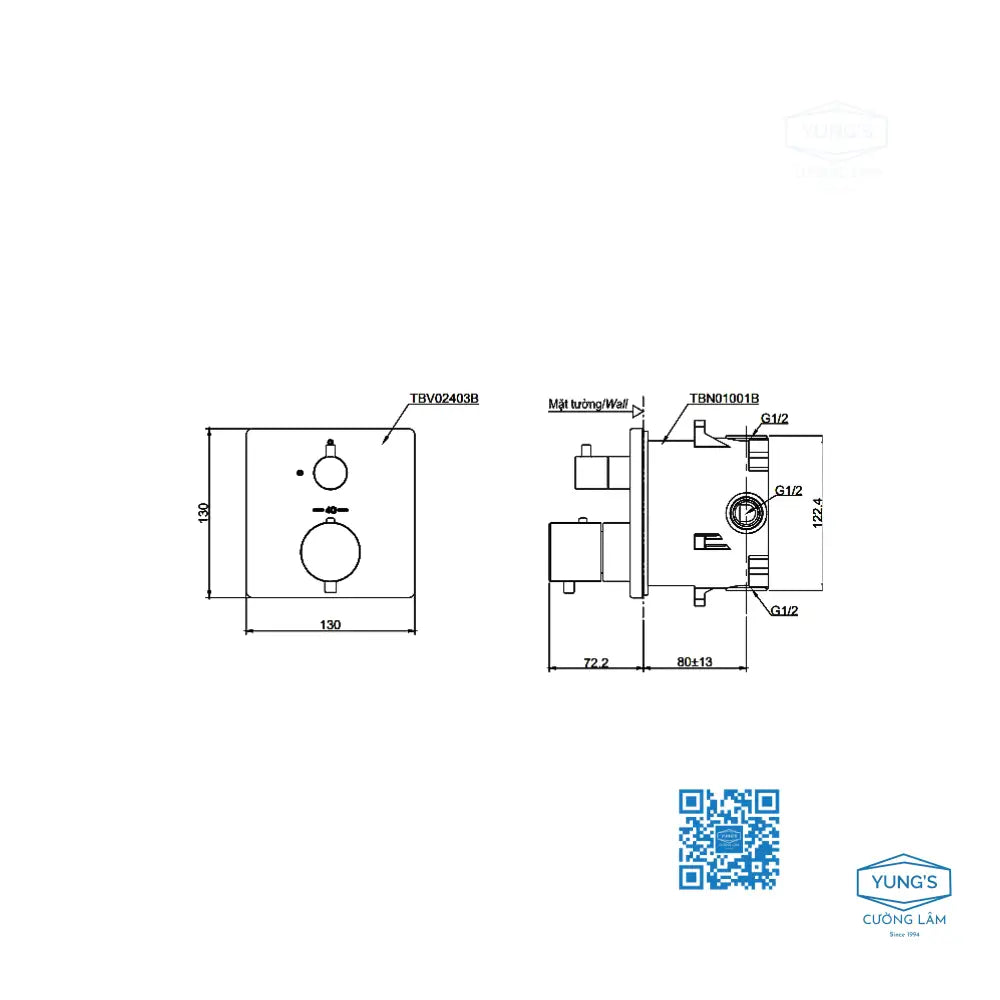 Van điều chỉnh nhiệt độ TBV02403B TBN01001B | Thiết Bị Vệ Sinh TOTO