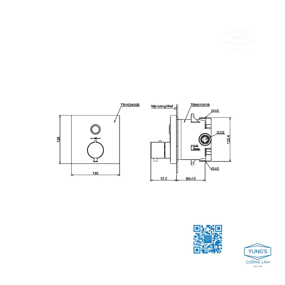 Van điều chỉnh nhiệt độ TBV02405B TBN01001B | Thiết Bị Vệ Sinh TOTO