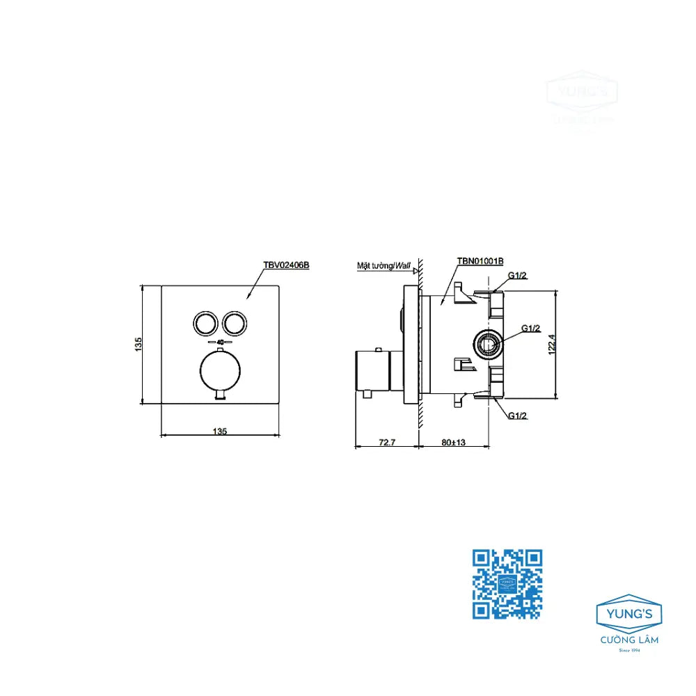 Van điều chỉnh nhiệt độ TBV02406B TBN01001B | Thiết Bị Vệ Sinh TOTO