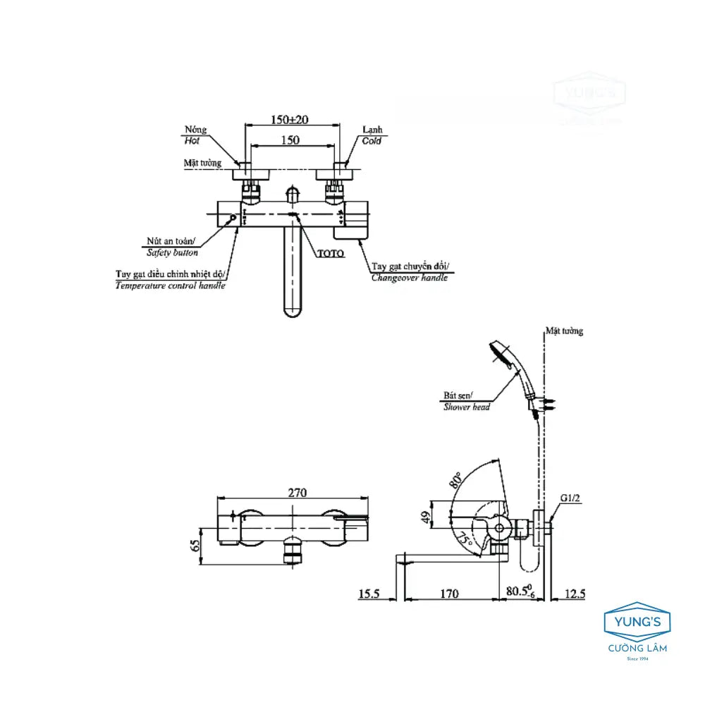 Sen tắm nhiệt độ TBV03427V | Thiết Bị Vệ Sinh TOTO