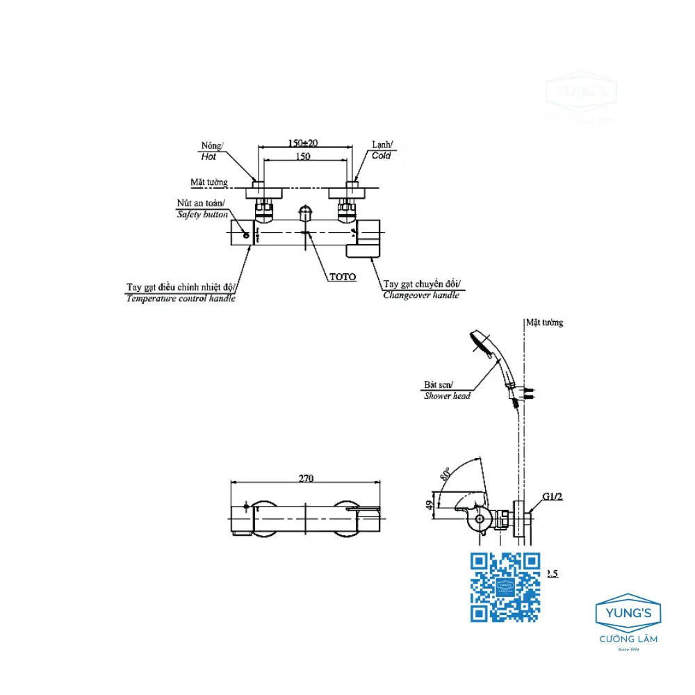 Sen tắm nhiệt độ TBV03431V TBW01008A | Thiết Bị Vệ Sinh TOTO