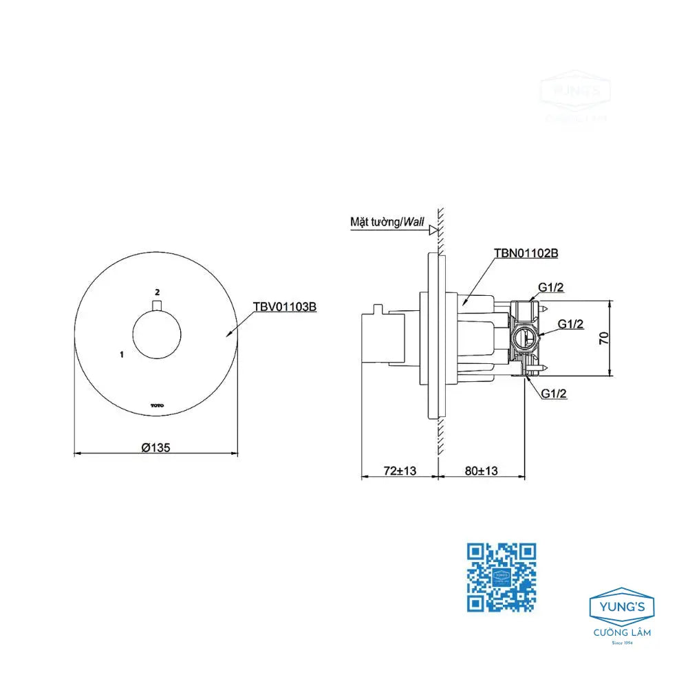 Tổ hợp sen âm tường TBW01004A TBW01010A TBS02001B TBS02304B TBV01103B/TBN01102B TBW01014B TBW01016B | Thiết Bị Vệ Sinh TOTO