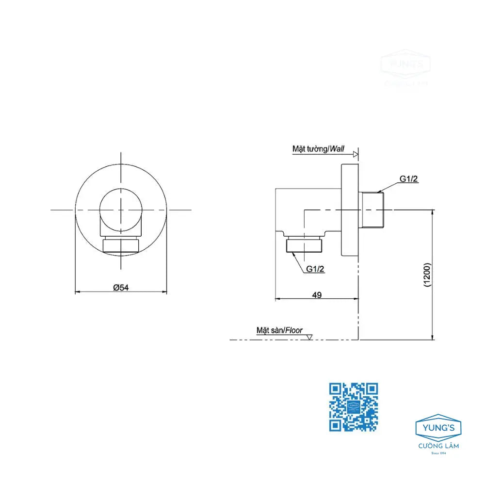 Cút nối tường TBW01014B | Thiết Bị Vệ Sinh TOTO