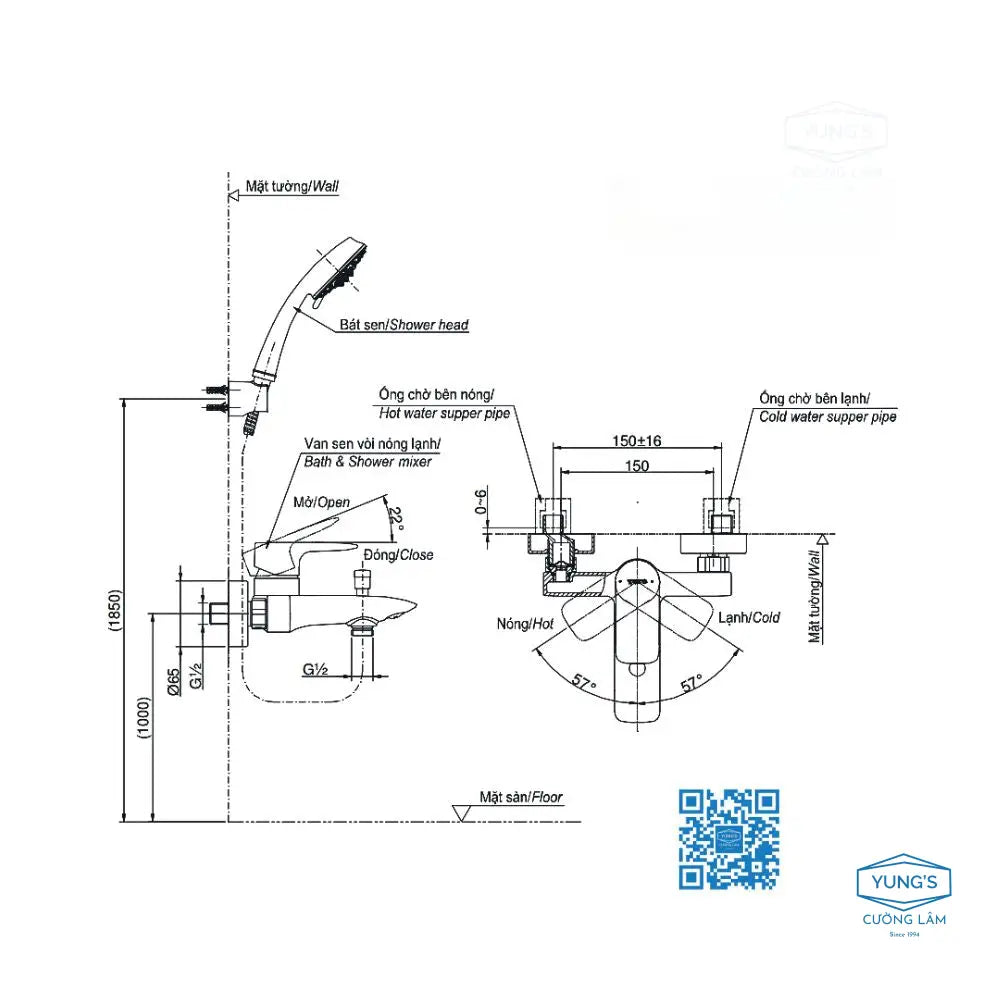 Bộ sen tắm nóng lạnh GA TBW02002BA TBG04302VA TBW02006A | Thiết Bị Vệ Sinh TOTO