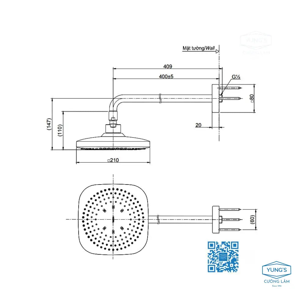 Bát sen gắn tường TBW02003A | Thiết Bị Vệ Sinh TOTO