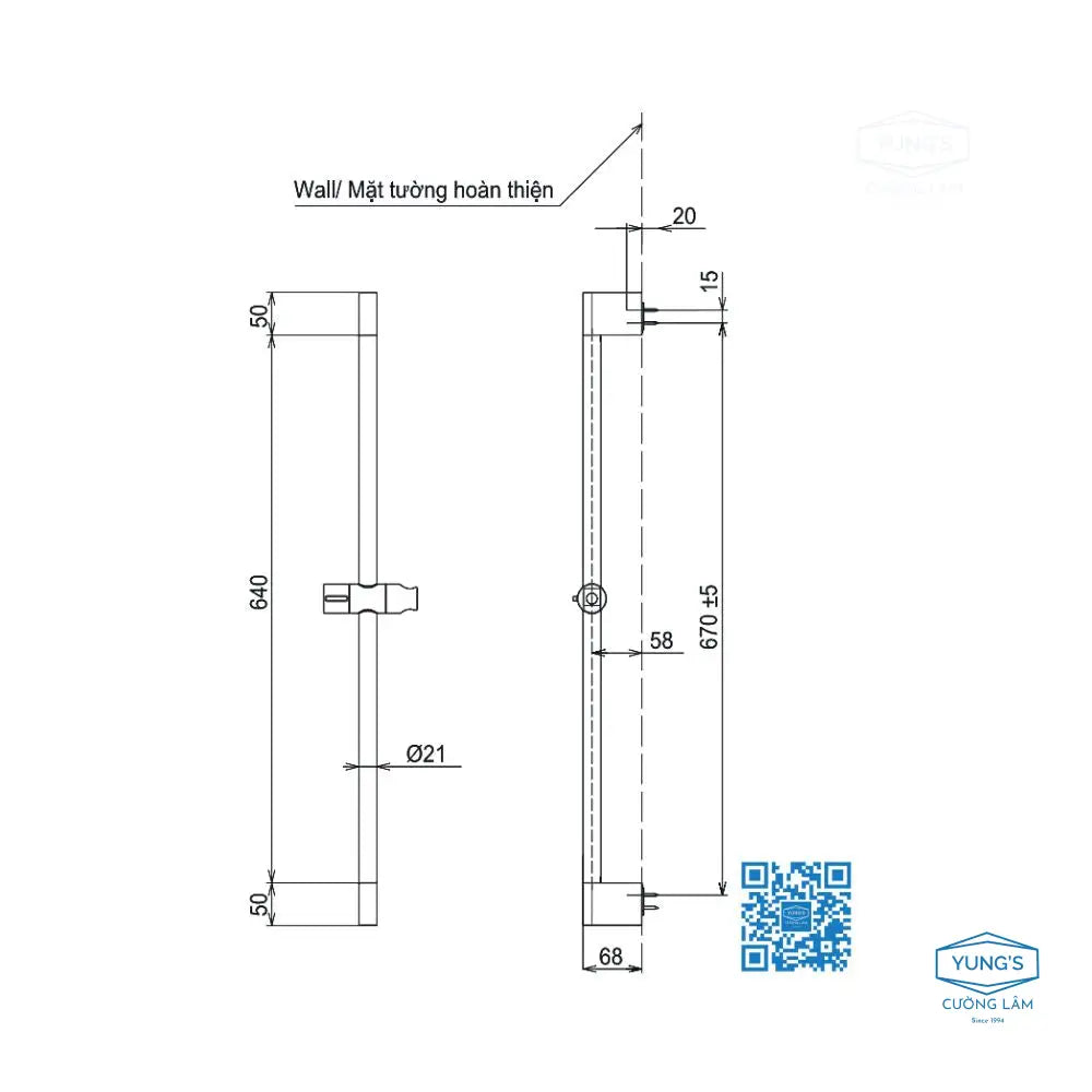 Thanh trượt sen tắm TBW07019A | Thiết Bị Vệ Sinh TOTO