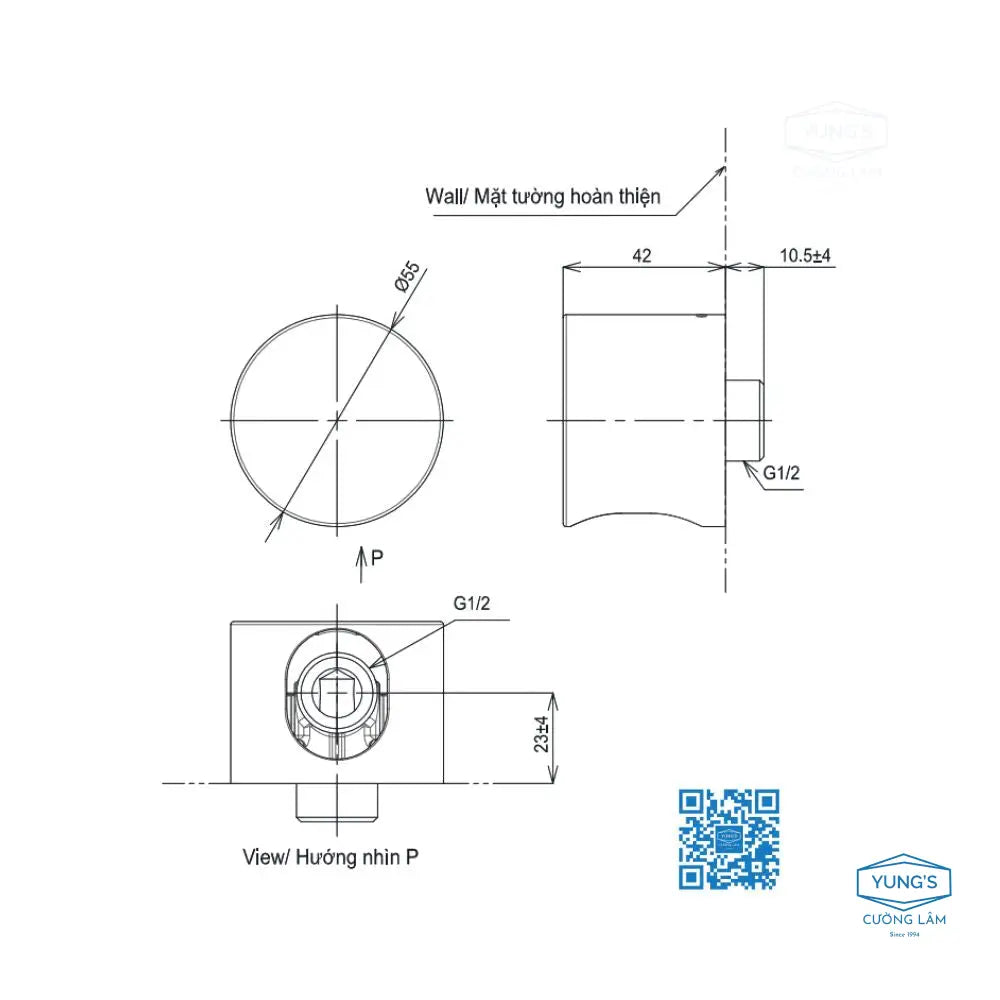 Cút nối tường TBW07020A | Thiết Bị Vệ Sinh TOTO