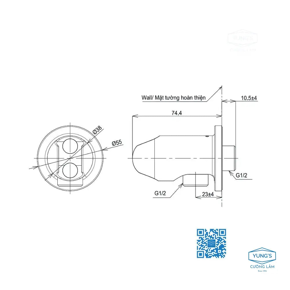 Gác sen kèm cút nối tường TBW07021A | Thiết Bị Vệ Sinh TOTO